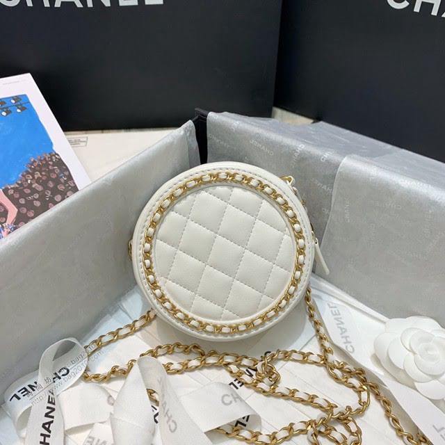 Chanel女包 香奈兒新款圓形小包 Chanel圓餅鏈條包  djc3890